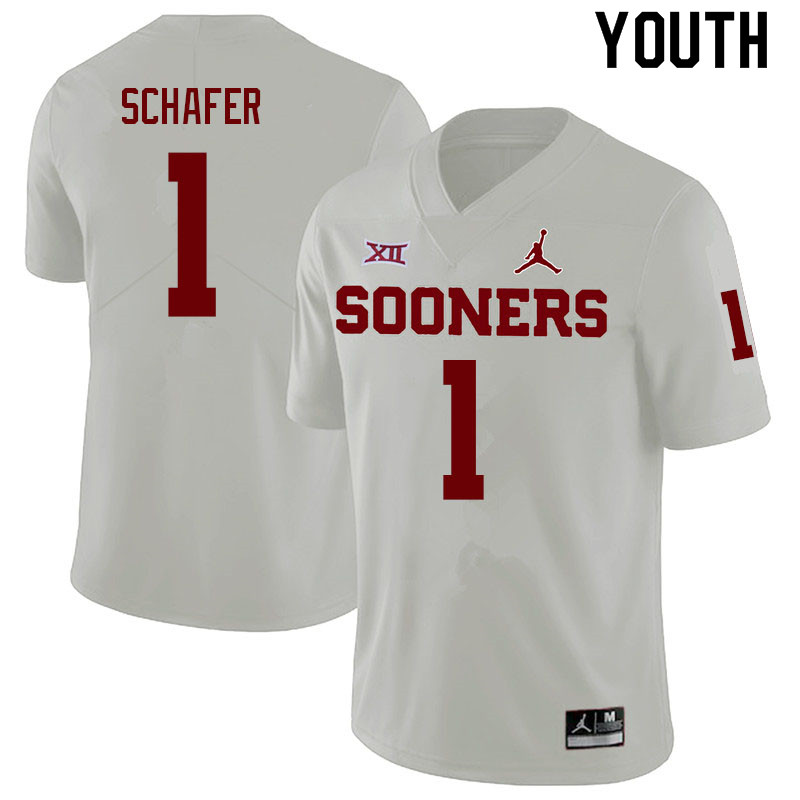 Youth #1 Tanner Schafer Oklahoma Sooners College Football Jerseys Sale-White
